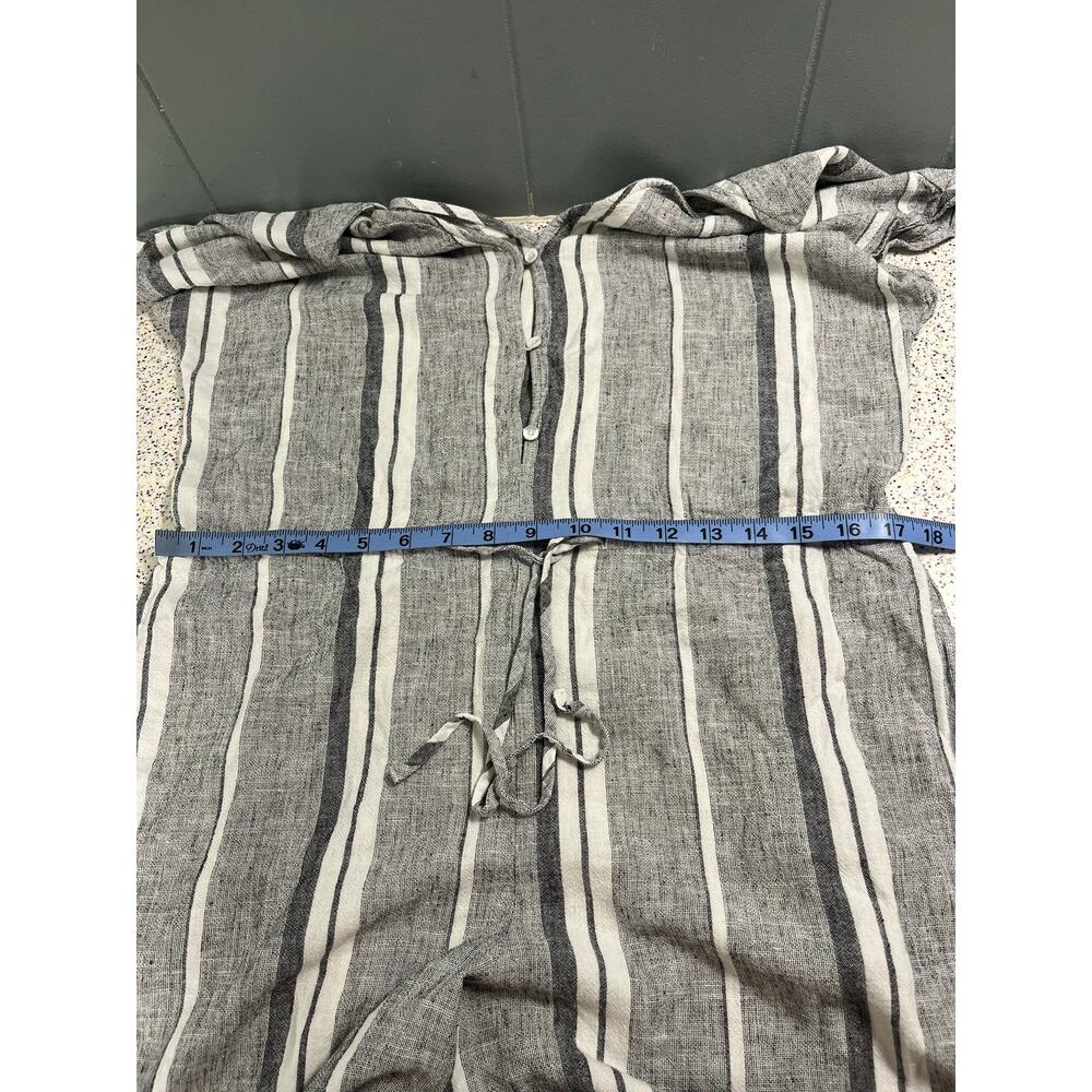 Cloth & Stone Linen Blend Jumpsuit Navy Striped Cropped Coastal Women's Size M - Picture 6 of 9